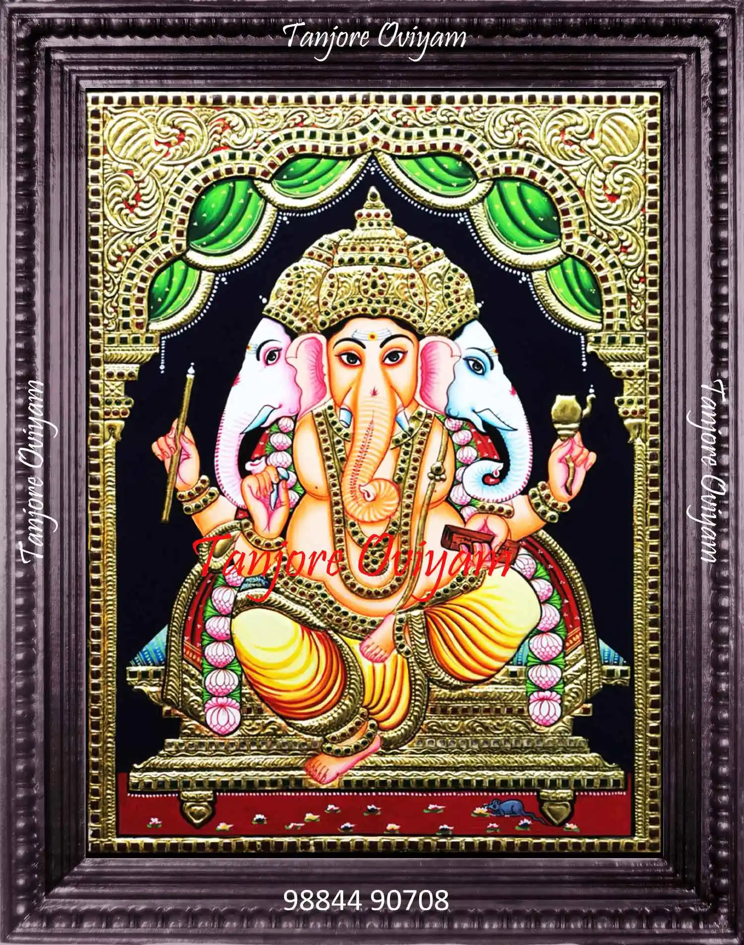 Tanjore Painting Ganesh | Momoorthy Vinayagar
